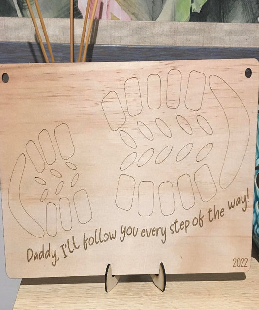 Daddy I'll follow you footprint plaque